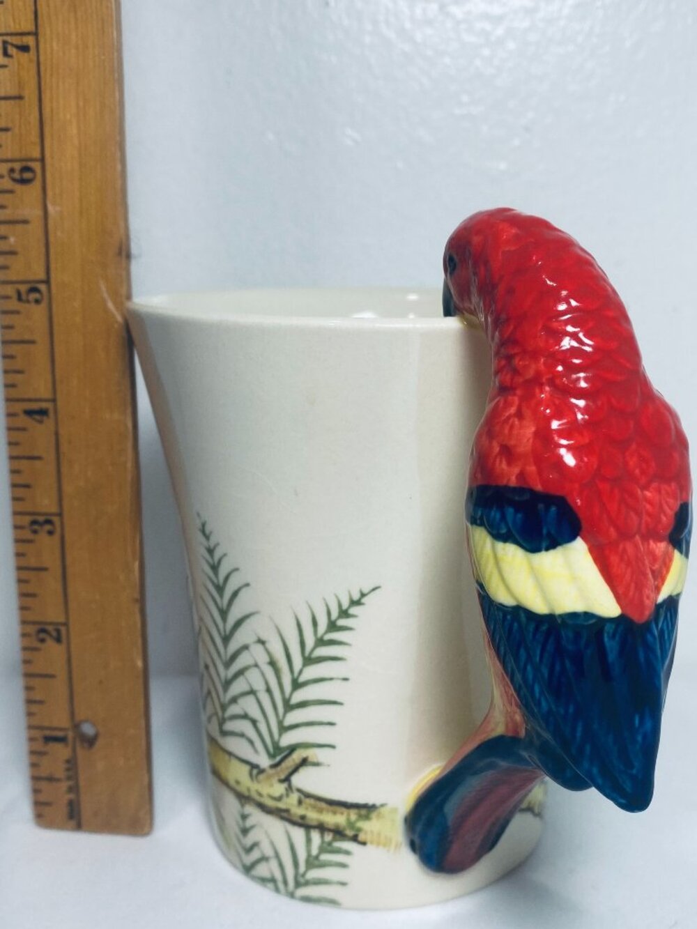 Pier One Parrot/Macaw Handle Hand Painted 3D 16oz Mug 5.5", NWOT